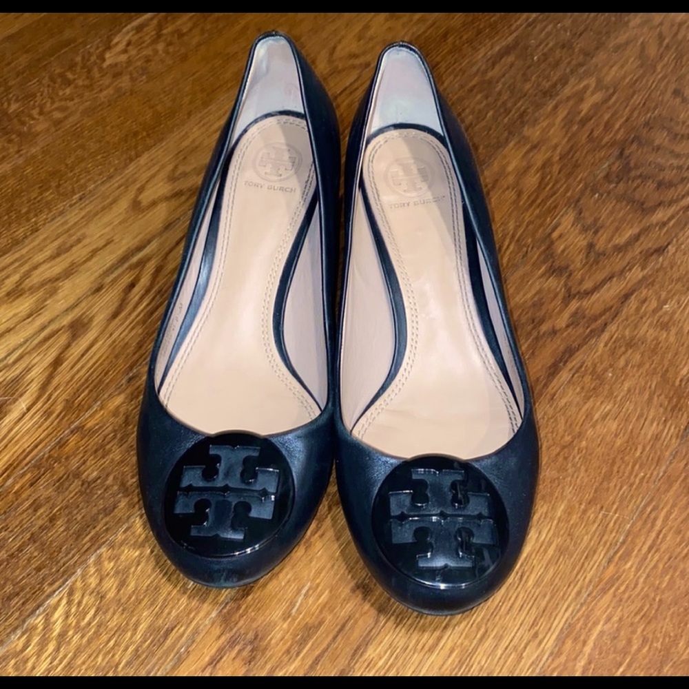 Tory Burch Heeled Logo Black Ballet Pumps